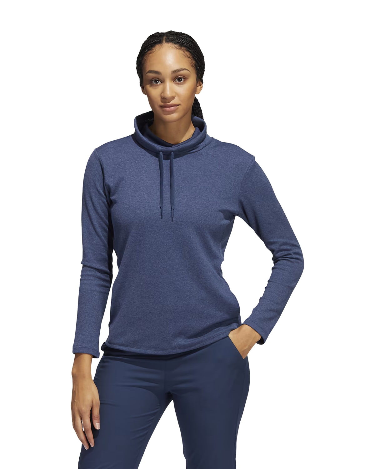 Melange high mock pullover