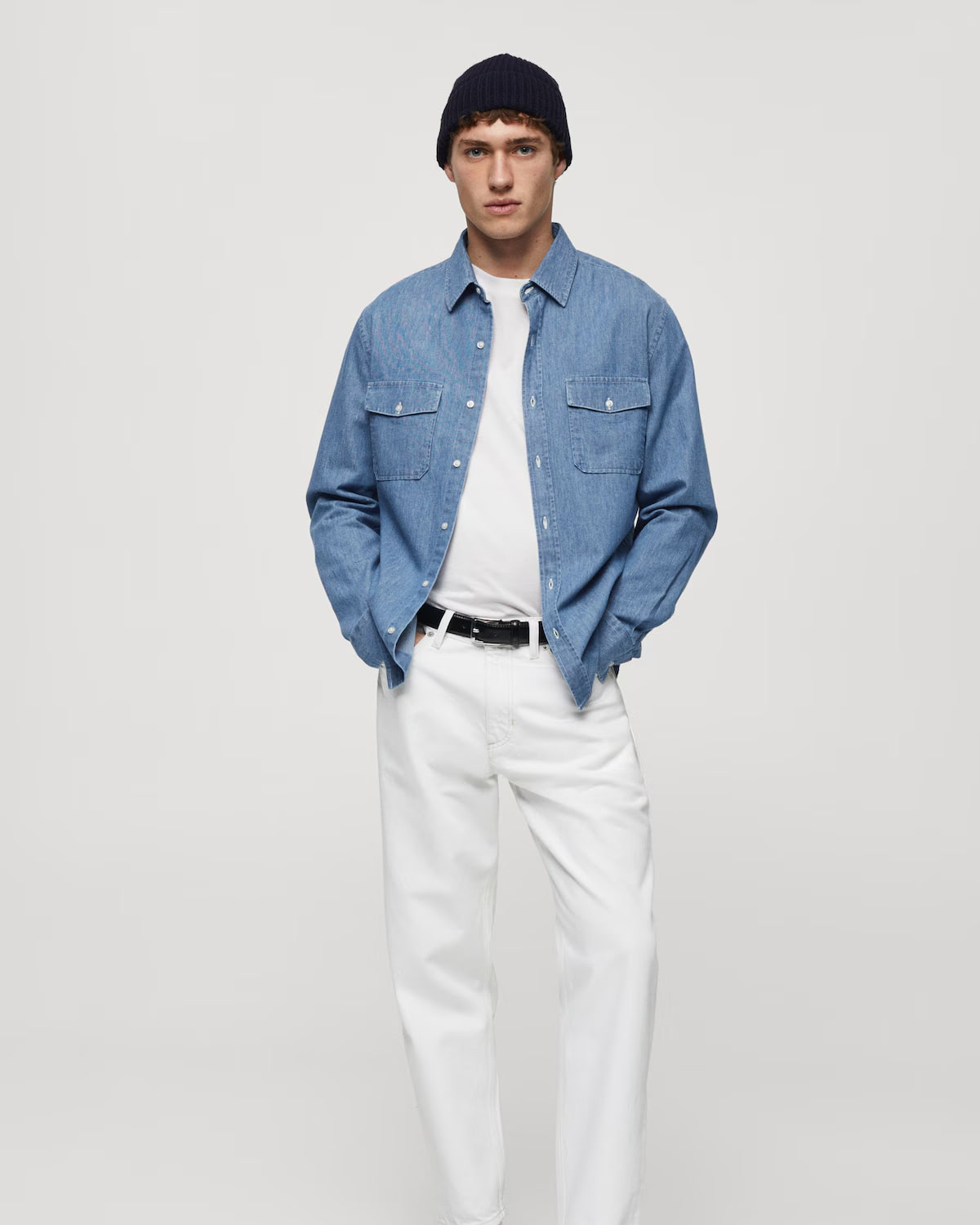 Denim overshirt with pockets