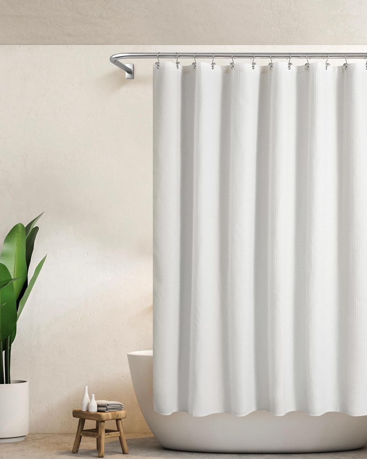 Barossa Design Waffle Weave White Shower Curtain - Image 2