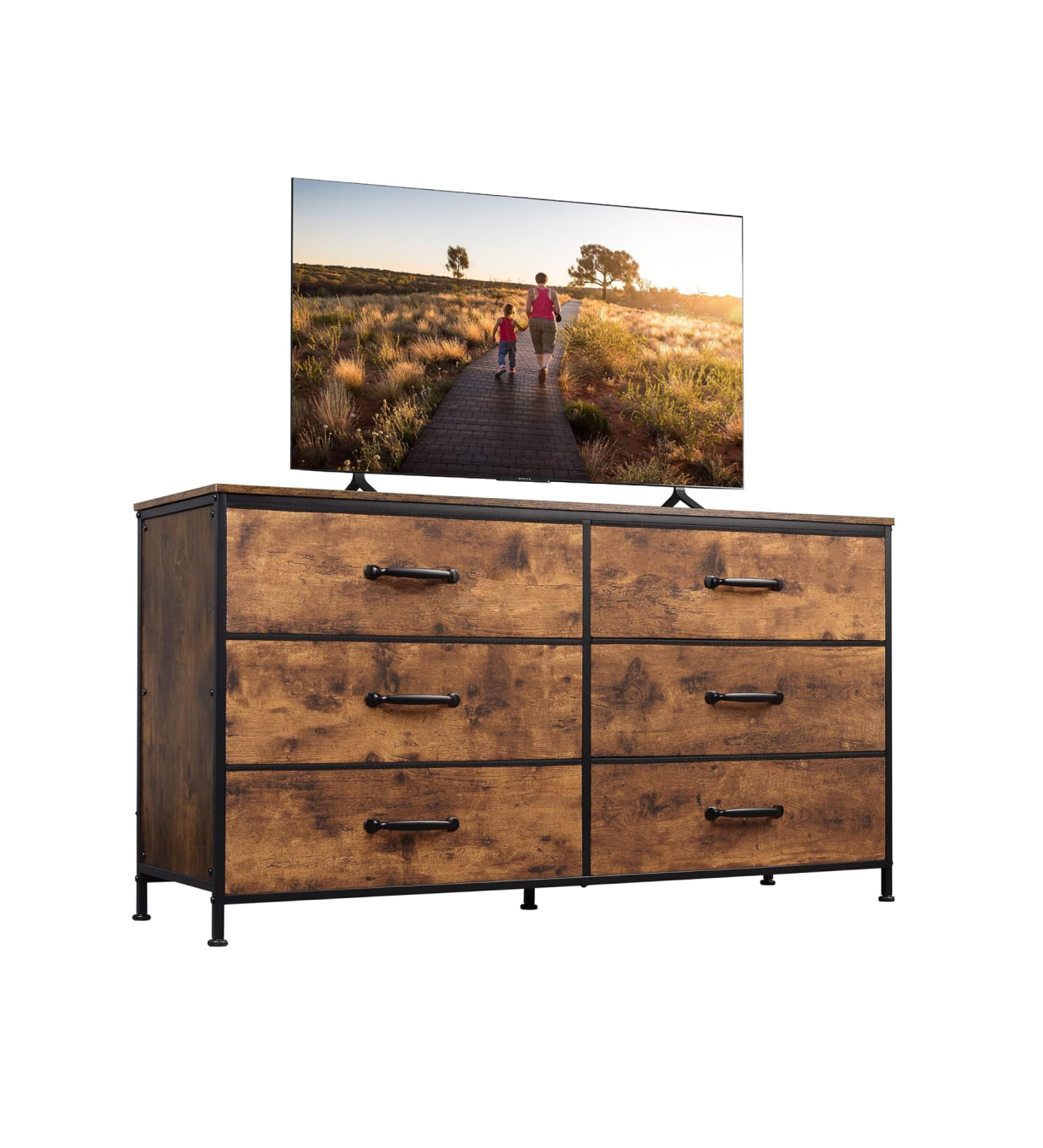 TV cabinet with 6 drawers, classic style